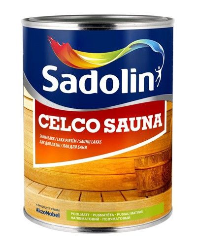 Лак для сауни та лазні "Sadolin Celco Sauna" на водній основі, безбарвний [Садолін Селко Сауна]