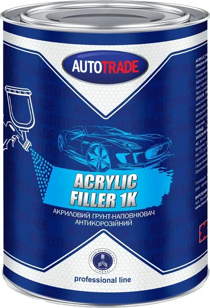 1К Акриловий ґрунт-наповнювач (сірий) АВТОТРЕЙД (1,0л/0,9кг)