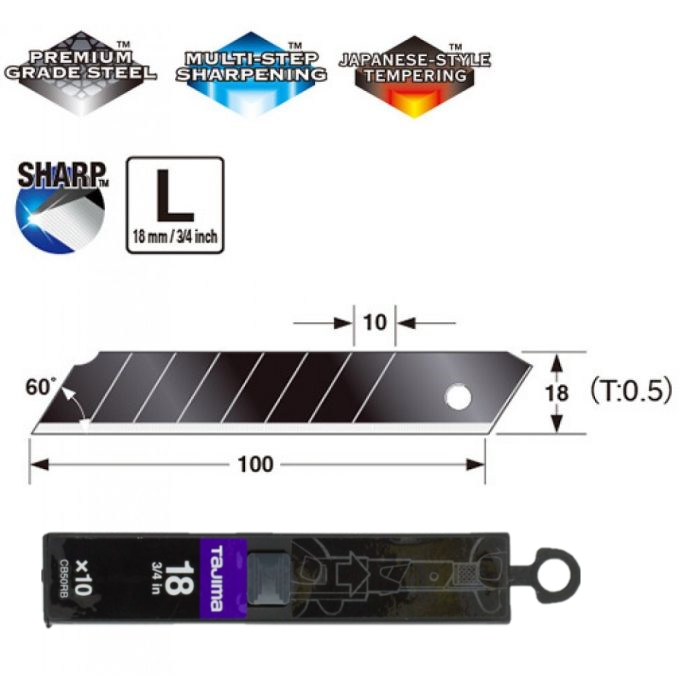 Сегментні леза Premium 18мм (10шт) "TAJIMA DORA Razar Black Blades"