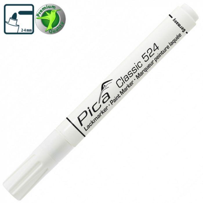 Жидкий промышленний маркер Pica Classic Industry Paint Marker, белый (Пика Классик Пейнт Маркер)