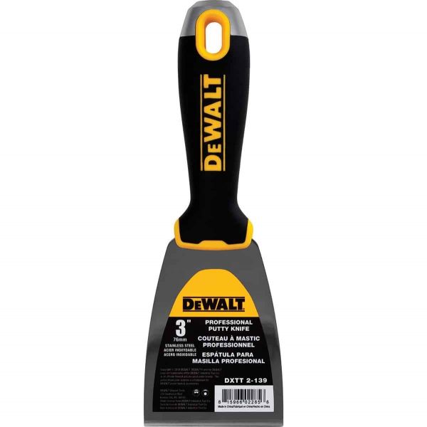 Шпатель DeWalt нержавеющая сталь, прорезиненная ручка 3"(Деволт)