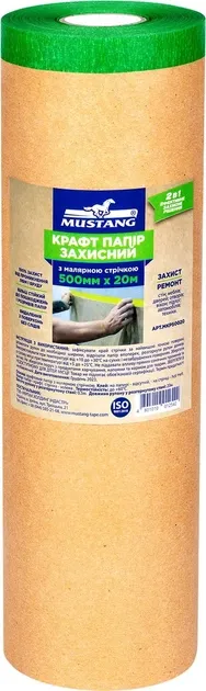 Бумага защитная с малярной лентой "Mustang Masking Roller" 500мм * 20м