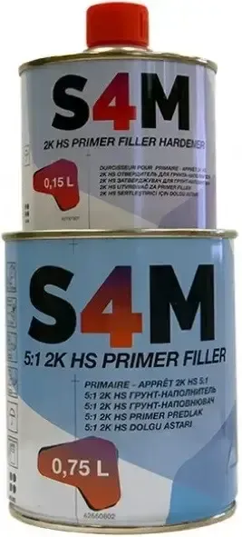 Акриловий ґрунт - наповнювач "S4M 5:1 2K HS" + Затвердник (0,75л + 0,15л)[С4М]