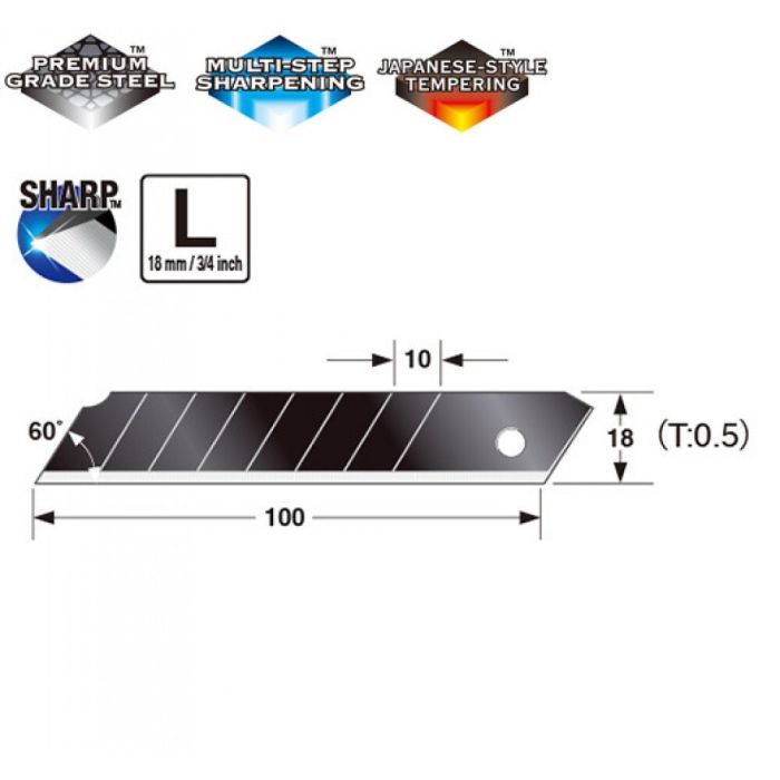 Сегментні леза Premium 18мм (10шт) "TAJIMA DORA Razar Black Blades"