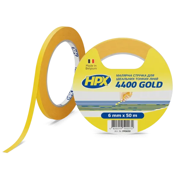 Лента малярная "HPX 4400 GOLD"для моделирования (6мм*50м) 100°С
