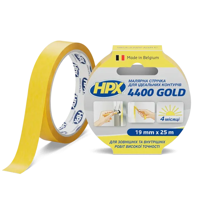 Стрічка малярна (25м) "HPX 4400 GOLD" для ідеальних країв 100°С