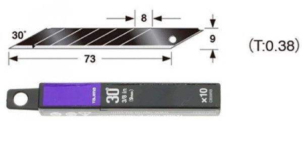 Леза сегментні Premium 9мм, кут нахилу 30° "TAJIMA Acute Angle Razar Black Blades" (10 шт)