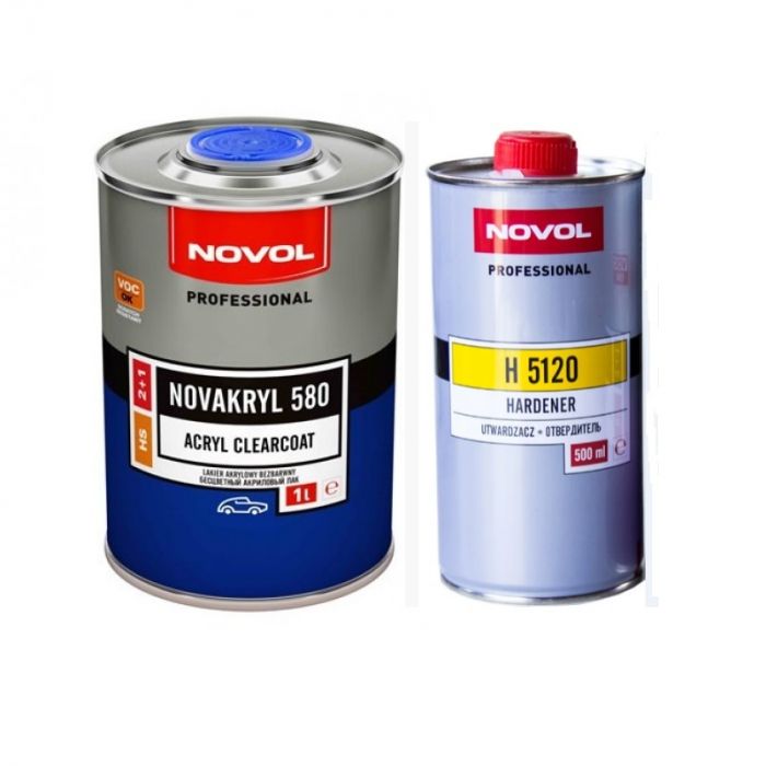 Автомобільний акриловий лак "Novakryl 580 НS SR" + затверджувач "Н5120" (1л+0.5л) [Новол Новакрил 580]