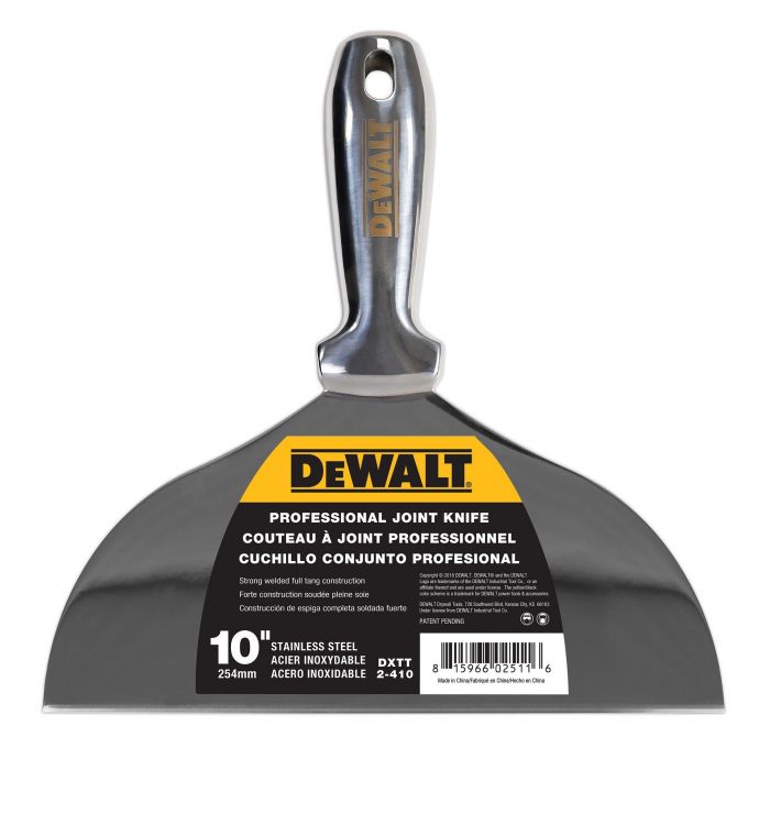 Шпатель із нержавіючої сталі DeWalt металева ручка 10"(Деволт)