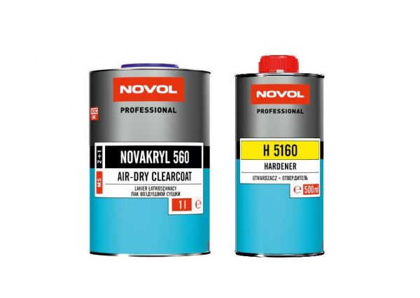 Автомобільний акриловий лак "Novol Novakryl 560 MS Air-Dry SR" для повітряної сушки + затвердник "H5160" (1л+0,5л)