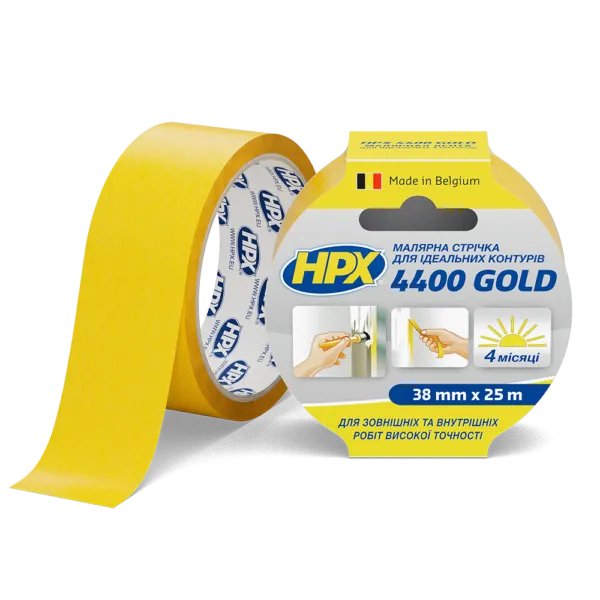 Лента малярная (25м) "HPX 4400 GOLD" для идеальных краев 100°С