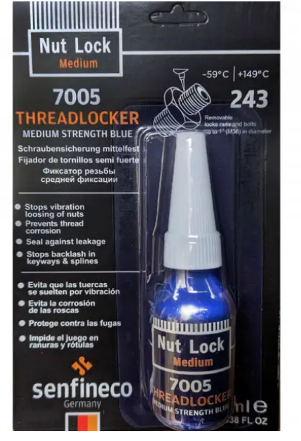 Фіксатор різьби середньої фіксації "Threadlocker Medium Blue Senfineco" 10мл [Сенфінеко]