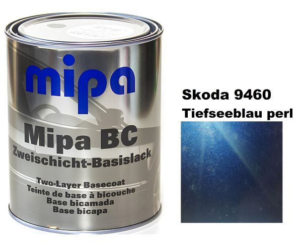 Базова автоемаль (металік) "Mipa Skoda 9460 Tiefseeblau perl" 1л [Міпа Шкода 9460 Тіфсиблау перл]
