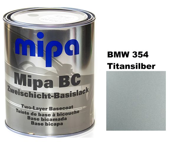 Базовая автоэмаль (металлик) "Mipa BMW 354 Titansilber" 1л [Мипа БМВ 354 Титансильбер]