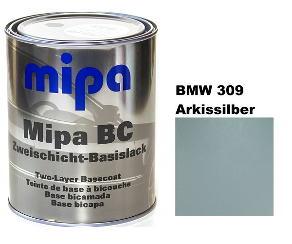 Базова автоемаль (металік) "Mipa BMW 309 Arkissilber" 1л [Міпа БМВ 309 Арктиссільбер]