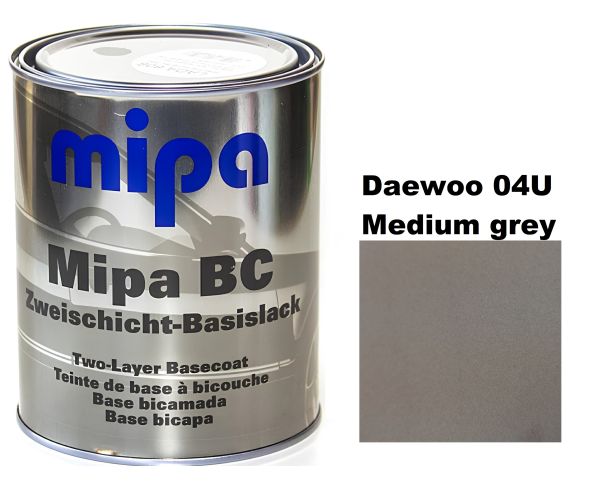 Базова автоемаль (металік) "Mipa Daewoo 04U Medium grey met" 1л [Міпа 04У Медіум Грей мет]