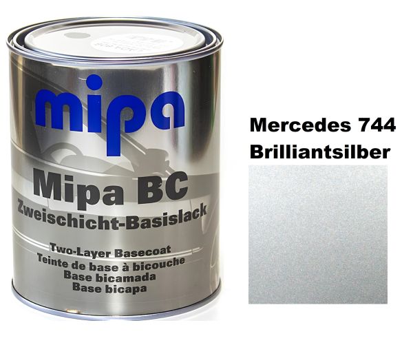 Базова автоемаль (металік) "Mipa Mercedes 744 brilliantsilber" 1л [Міпа Мерседес 744 бриліантсільбер]