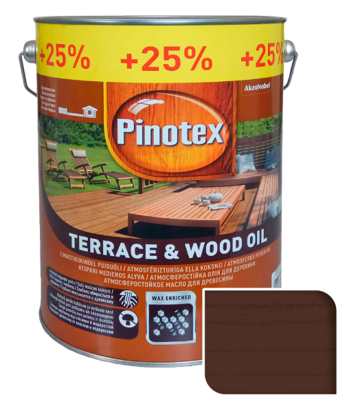 Олія для обробки дерева " Pinotex Terrace & Wood Oil ", горіх, 4+1 л в подарунок! [Пінотекс Вуд Анд Террас Оіл]