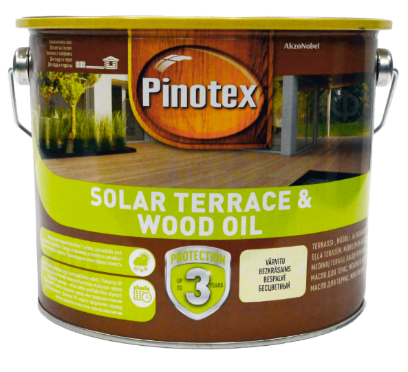 Олія для обробки дерева " Pinotex Solar Terrace & Wood Oil " безбарвна, BC [Пінотекс Солар Террас Вуд Оіл]