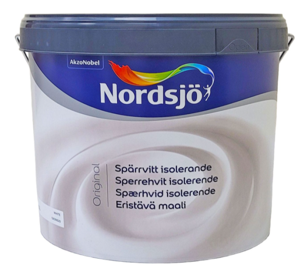 Грунт-фарба, водорозчинна "NO ORIGINAL SPÄRRVITT ISOLERANDE ISO" для стін і стелі, біла, 10 л