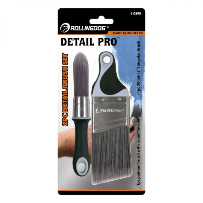 Набір пензлів з короткою ручкою Rollingdog Detail Pro 22/50мм, 2шт, (Ролінгдог)