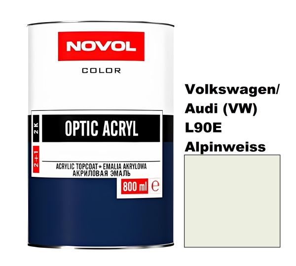 Акрилова автоемаль Novol Optic Volkswagen/Audi (VW) L90E Alpinweiss (Новол Оптік Фольксваген/Ауді (ВВ) Л90Є Альпінвеіс)