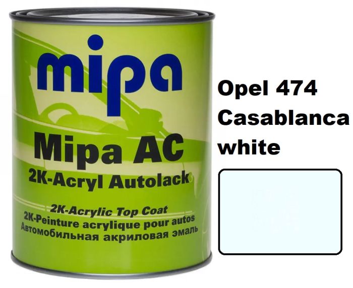 Автоемаль акрилова "Mipa Opel 474 Casablanca white" 1л [Міпа Опель 474 Касабланка Вайт]