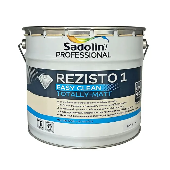 Акрилова фарба "Sadolin" Professional Rezisto 1 Easy Clean для стін, брудовідштовхуюча, Біла, BW [Садолін Професіонал Резісто 1 Ізі Клін]