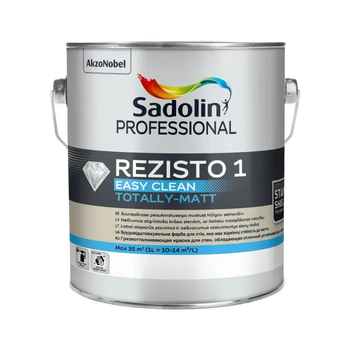 Акрилова фарба "Sadolin" Professional Rezisto 1 Easy Clean для стін, брудовідштовхуюча, Біла, BW [Садолін Професіонал Резісто 1 Ізі Клін]