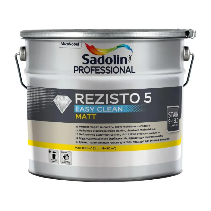 Акрилова фарба "Sadolin" Professional Rezisto 5 Easy Clean для стін, брудовідштовхувальна, Біла, BW [Садолін Профешенал Резисто 5 Изи Клин]