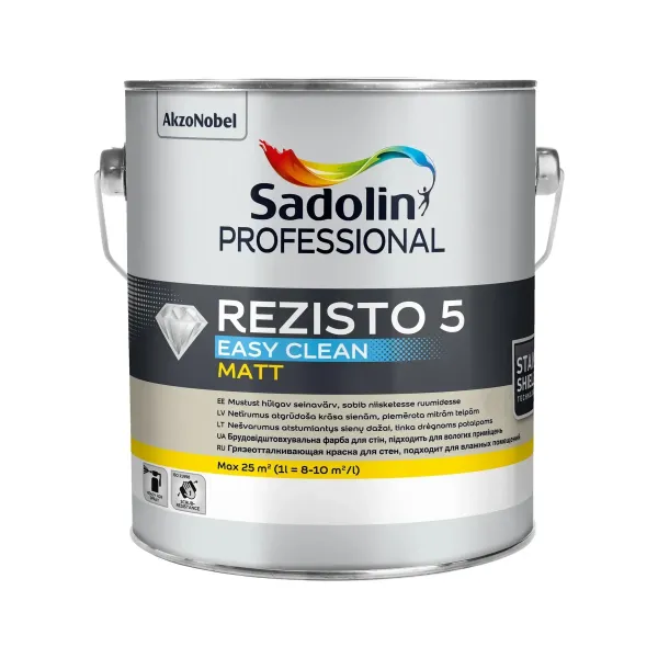 Акрилова фарба "Sadolin" Professional Rezisto 5 Easy Clean для стін, брудовідштовхувальна, безбарвна, BC [Садолін Профешенал Резисто 5 Изи Клин]