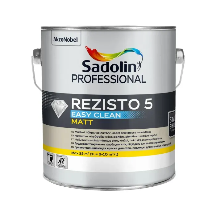 Акрилова фарба "Sadolin" Professional Rezisto 5 Easy Clean для стін, брудовідштовхувальна, безбарвна, BC [Садолін Профешенал Резисто 5 Изи Клин]