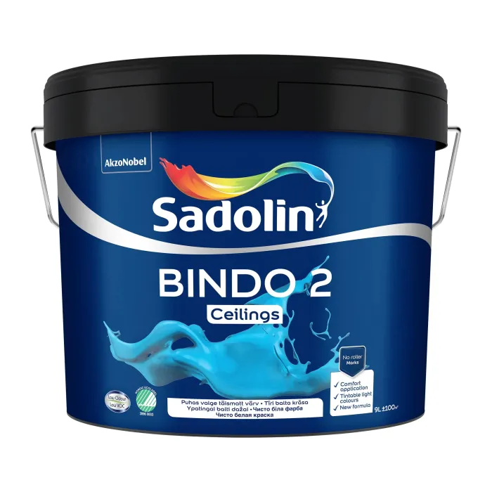 Емульсійна фарба "Sadolin Bindo 2" для стелі, яскраво-біла [Садолін Біндо 2]