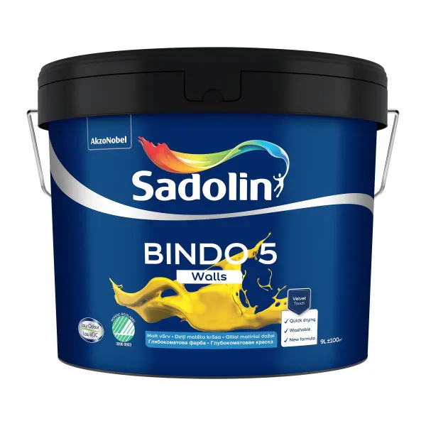 Емульсійна фарба "Sadolin Bindo 5" для стін, біла, BW [Садолін Біндо 5]