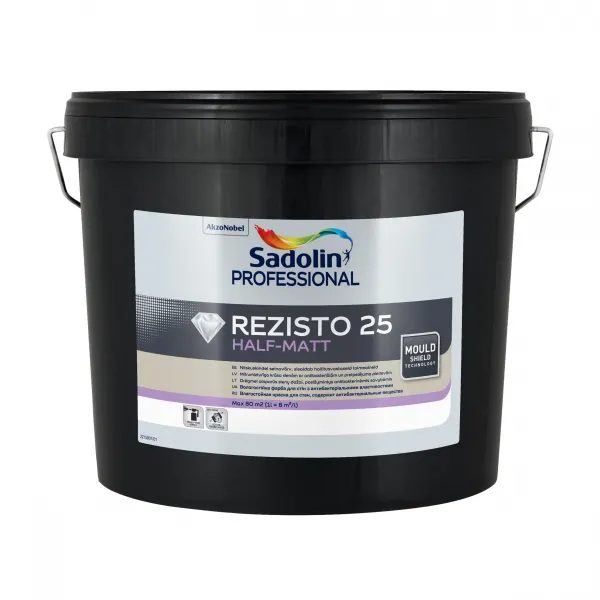 Акрилова фарба "Sadolin Professional Rezisto 25" для стін, вологостійка, біла, BW