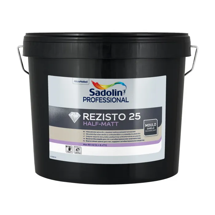 Акрилова фарба "Sadolin Professional Rezisto 25" для стін, вологостійка, біла, BW