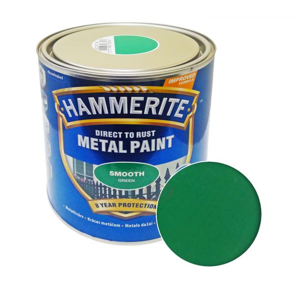 Фарба 3в1 глянцева, Зелена, по металу "Hammerite Metal Paint Smooth" [Хаммерайт]